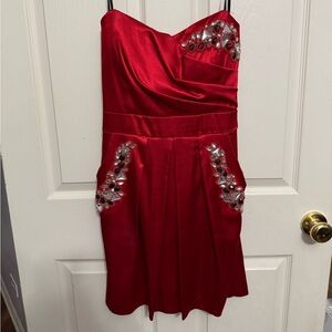 Elegant Red Strapless Dress